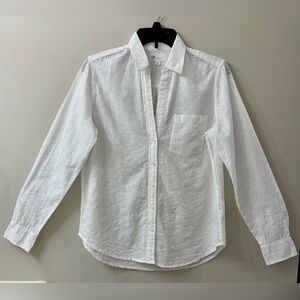 GAP Eyelet Button Down Shirt White Cotton Small Cottagecore Spring Blouse